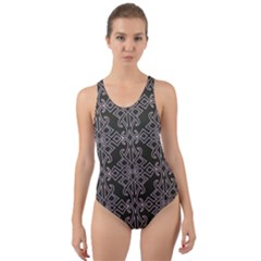 Line Geometry Pattern Geometric Cut-Out Back One Piece Swimsuit