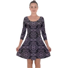 Line Geometry Pattern Geometric Quarter Sleeve Skater Dress