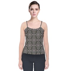 Line Geometry Pattern Geometric Velvet Spaghetti Strap Top