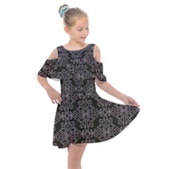 Line Geometry Pattern Geometric Kids  Shoulder Cutout Chiffon Dress