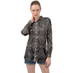 Line Geometry Pattern Geometric Long Sleeve Satin Shirt