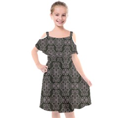 Line Geometry Pattern Geometric Kids  Cut Out Shoulders Chiffon Dress