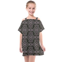 Line Geometry Pattern Geometric Kids  One Piece Chiffon Dress