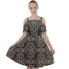 Line Geometry Pattern Geometric Cut Out Shoulders Chiffon Dress