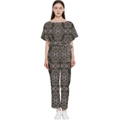 Line Geometry Pattern Geometric Batwing Lightweight Chiffon Jumpsuit