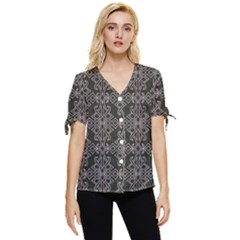 Line Geometry Pattern Geometric Bow Sleeve Button Up Top