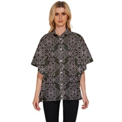 Line Geometry Pattern Geometric Women s Batwing Button Up Shirt