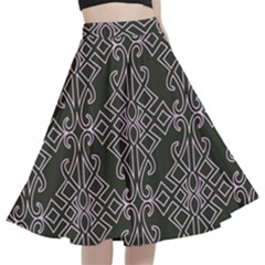 Line Geometry Pattern Geometric A-Line Full Circle Midi Skirt With Pocket