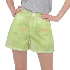 Aniseed Green Vintage Background Women s Ripstop Shorts by Amaryn4rt