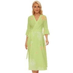 Aniseed Green Vintage Background Midsummer Wrap Dress