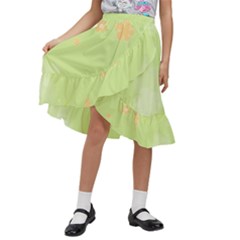 Aniseed Green Vintage Background Kids  Ruffle Flared Wrap Midi Skirt by Amaryn4rt
