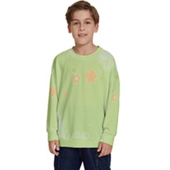 Aniseed Green Vintage Background Kids  Crewneck Sweatshirt by Amaryn4rt