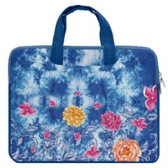 Tie Dye Blue Chrysanthemum Flowy Double Pocket 13  Laptop Bag by CoolDesigns