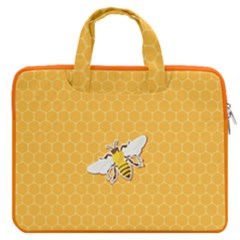 Yellow Orange Pattern Bee On Honeycombs Carrying Handbag Laptop Sleeve by CoolDesigns