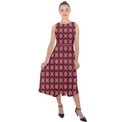 Kaleidoscope Seamless Pattern Midi Tie-back Chiffon Dress