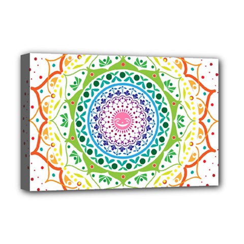 Mandala Pattern Rainbow Pride Deluxe Canvas 18  X 12  (stretched) by Ravend