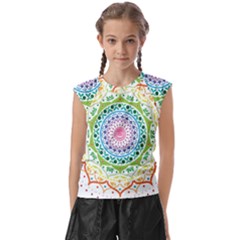 Mandala Pattern Rainbow Pride Kids  Raglan Cap Sleeve T-shirt