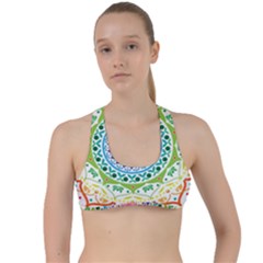 Mandala Pattern Rainbow Pride Criss Cross Racerback Sports Bra