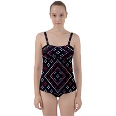 Pattern Abstract Design Art Twist Front Tankini Set