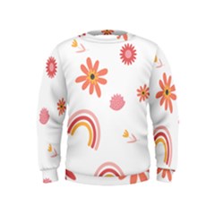 Seamless Pattern Flowers Rainbow Kids  Sweatshirt by Ravend