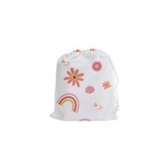 Seamless Pattern Flowers Rainbow Drawstring Pouch (xs)