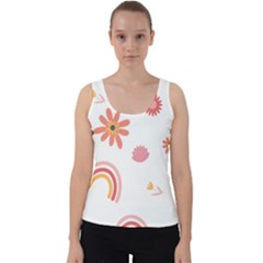 Seamless Pattern Flowers Rainbow Velvet Tank Top