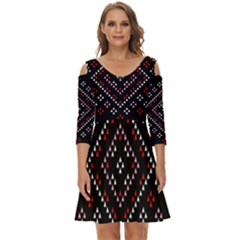 Pattern Abstract Design Art Shoulder Cut Out Zip Up Dress