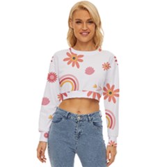 Seamless Pattern Flowers Rainbow Lightweight Long Sleeve Sweatshirt