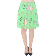 Pig Heart Digital Velvet High Waist Skirt