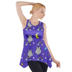 Cat Texture Pattern Seamless Rainbow Side Drop Tank Tunic