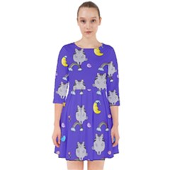 Cat Texture Pattern Seamless Rainbow Smock Dress