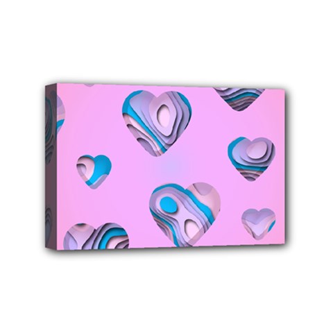 Hearts Pattern Love Background Mini Canvas 6  X 4  (stretched)