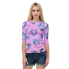 Hearts Pattern Love Background Quarter Sleeve Raglan T-shirt