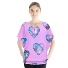 Hearts Pattern Love Background Batwing Chiffon Blouse