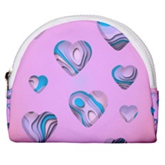 Hearts Pattern Love Background Horseshoe Style Canvas Pouch by Ravend