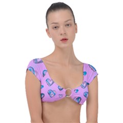 Hearts Pattern Love Background Cap Sleeve Ring Bikini Top