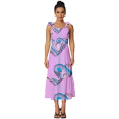 Hearts Pattern Love Background Tie-strap Tiered Midi Chiffon Dress