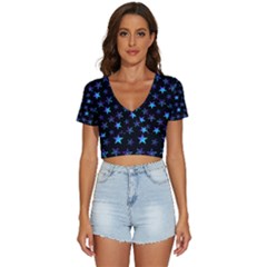 Background Stars Seamless Wallpaper V-neck Crop Top by Ravend