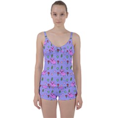 Flower Pink Pig Piggy Seamless Tie Front Two Piece Tankini