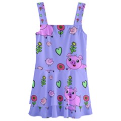 Flower Pink Pig Piggy Seamless Kids  Layered Skirt Swimsuit