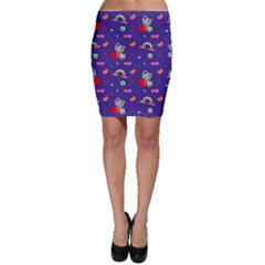 Rabbit Hearts Texture Seamless Pattern Bodycon Skirt