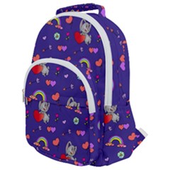 Rabbit Hearts Texture Seamless Pattern Rounded Multi Pocket Backpack