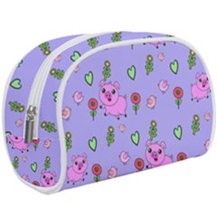 Flower Pink Pig Piggy Seamless Make Up Case (large) by Ravend