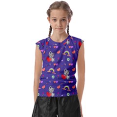 Rabbit Hearts Texture Seamless Pattern Kids  Raglan Cap Sleeve T-Shirt