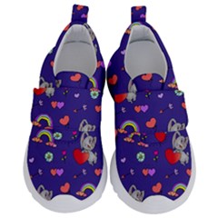 Rabbit Hearts Texture Seamless Pattern Kids  Velcro No Lace Shoes