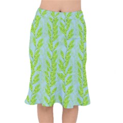 Background Leaves Branch Seamless Short Mermaid Skirt