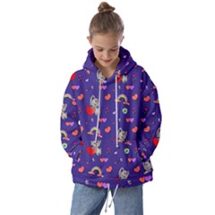 Rabbit Hearts Texture Seamless Pattern Kids  Oversized Hoodie