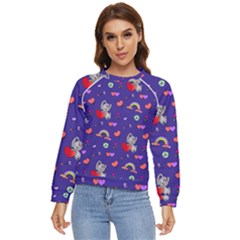 Rabbit Hearts Texture Seamless Pattern Women s Long Sleeve Raglan T-Shirt