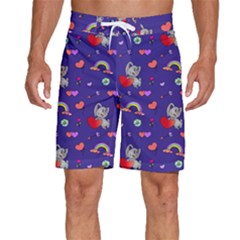 Rabbit Hearts Texture Seamless Pattern Men s Beach Shorts