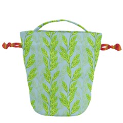 Background Leaves Branch Seamless Drawstring Bucket Bag